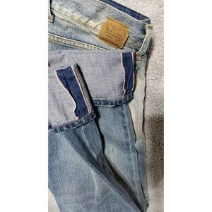 Men's ENERGIE Slim STRAIGHT SELVEDGE‎ DISTRESS Blue Jeans 32 x 34 Made In Italy
